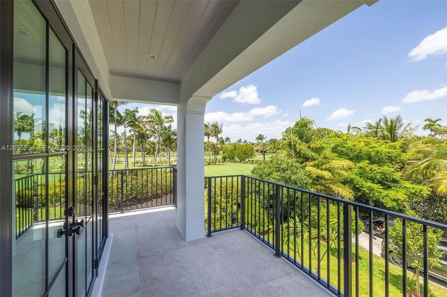 Primary bedroom balcony overlooks gold course Primary bedroom balcony overlooks gold course