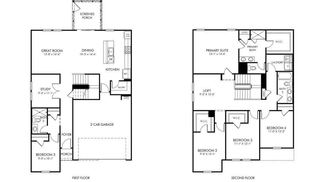 2D floor plan layout of this home in The Heritage at Buffaloe Reserve, Raleigh, NC (Image 3). 2D floor plan layout of this home in The Heritage at Buffaloe Reserve, Raleigh, NC (Image 3).