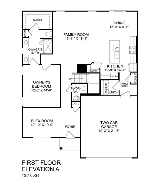 2D floor plan layout for the Anderson by Ryan Homes in Grande Dunes North Village Estates, Myrtle Beach, SC (Image 3).