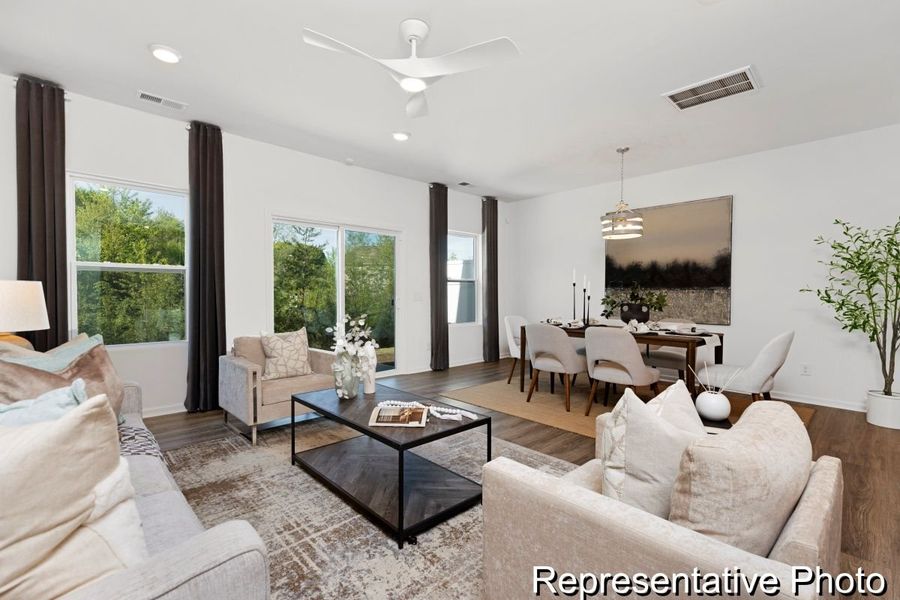 Furnished interior view inside a new home in Covington Ridge Townhomes, Thomasville (Image 9). Furnished interior view inside a new home in Covington Ridge Townhomes, Thomasville (Image 9).