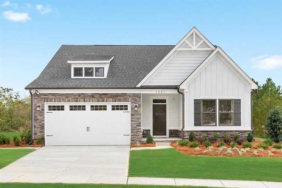 Representative exterior photo of a completed home built from the Bramante Ranch by Ryan Homes in Stillwood Farms, Easley, SC (Image 1). Representative exterior photo of a completed home built from the Bramante Ranch by Ryan Homes in Stillwood Farms, Easley, SC (Image 1).