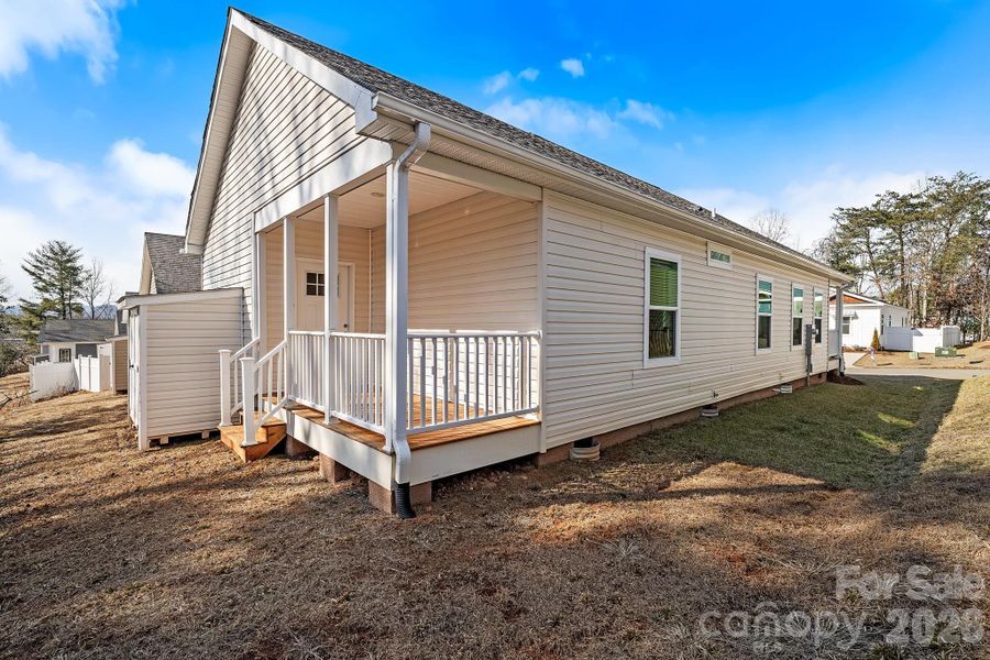 Exterior details and patio area of a home in , Asheville (Image 31).