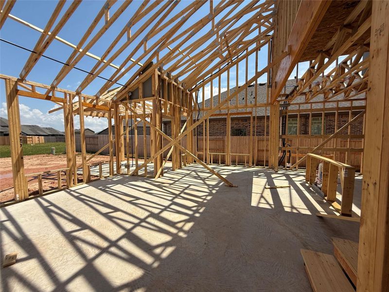 High ceiling's in living room and dining nook High ceiling's in living room and dining nook