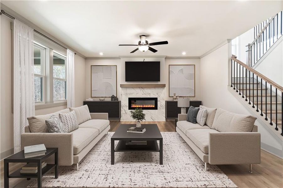 Furnished interior view inside a new home in Easton Walk, Lawrenceville (Image 4). Furnished interior view inside a new home in Easton Walk, Lawrenceville (Image 4).