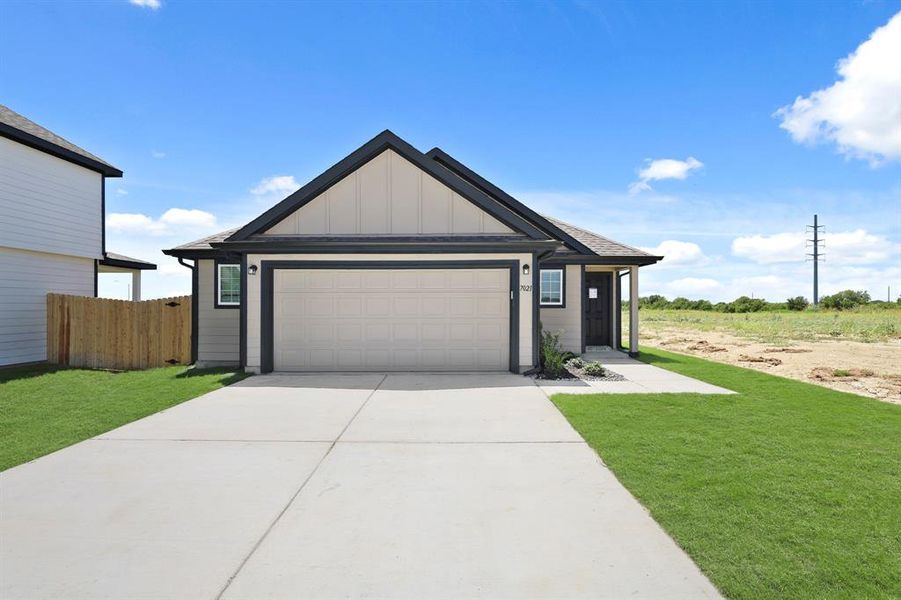 Front exterior of a new home in Rocky Creek Crossing, Fort Worth, TX, highlighting curb appeal (Image 2).
