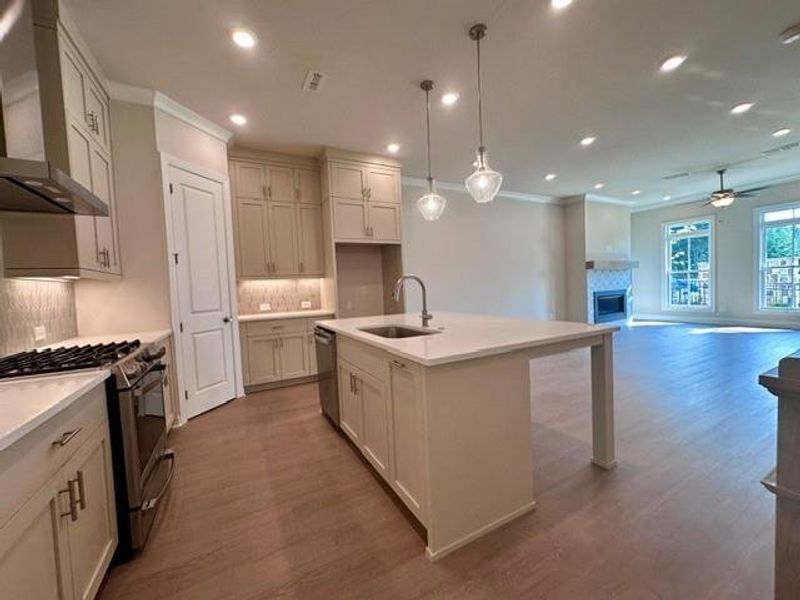 Furnished interior view inside a new home in Ward's Crossing Townhomes, Johns Creek (Image 8). Furnished interior view inside a new home in Ward's Crossing Townhomes, Johns Creek (Image 8).