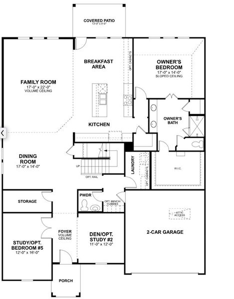 2D floor plan layout for the Dickinson by M/I Homes in Barksdale, Leander, TX (Image 5).