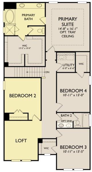 2D floor plan layout of this home in Lariat, Liberty Hill, TX (Image 5).