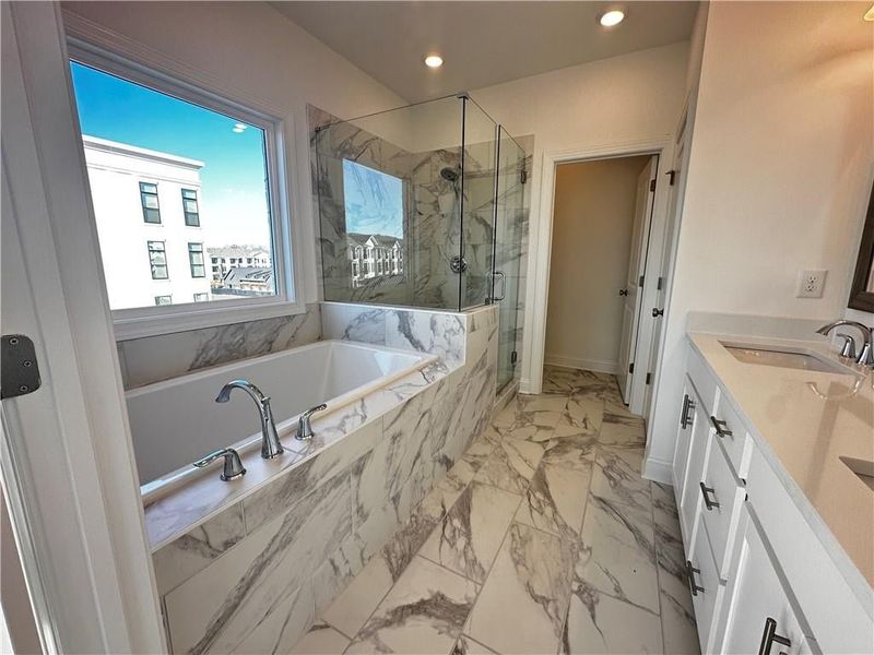 Gorgeous Decked Tub ideally situated with large window letting in natural light