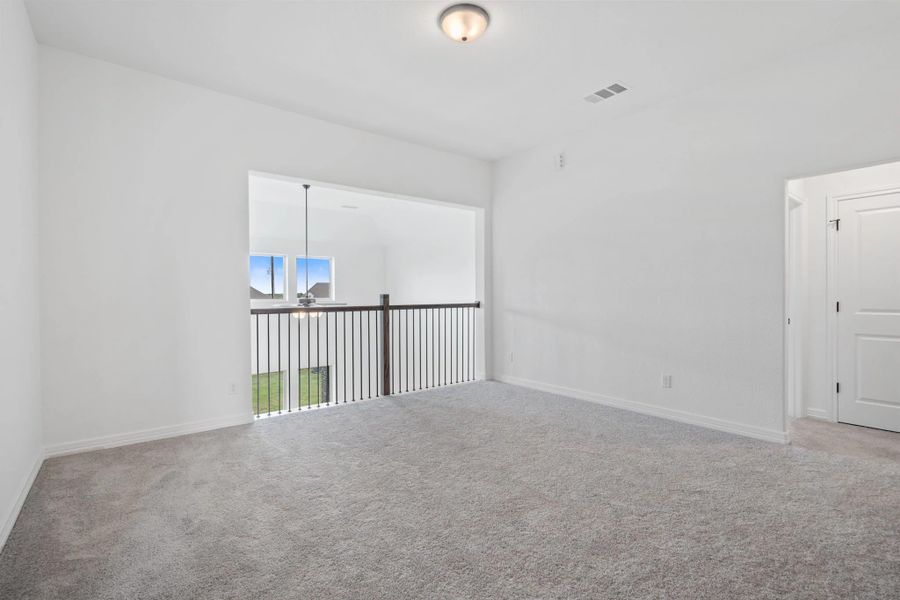 Upstairs game room. Note: Sample product photo - actual exterior and interior selections may vary by homesite Upstairs game room. Note: Sample product photo - actual exterior and interior selections may vary by homesite