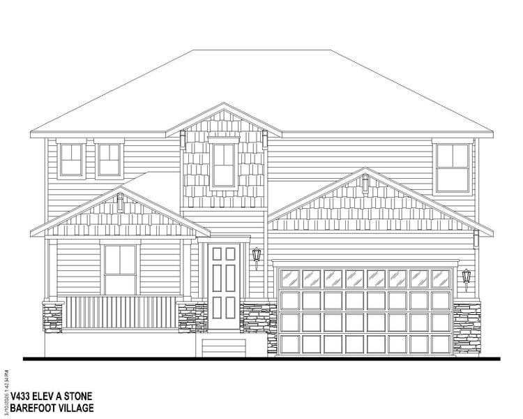 Plan V433 BV Elevation A w/ Stone Plan V433 BV Elevation A w/ Stone
