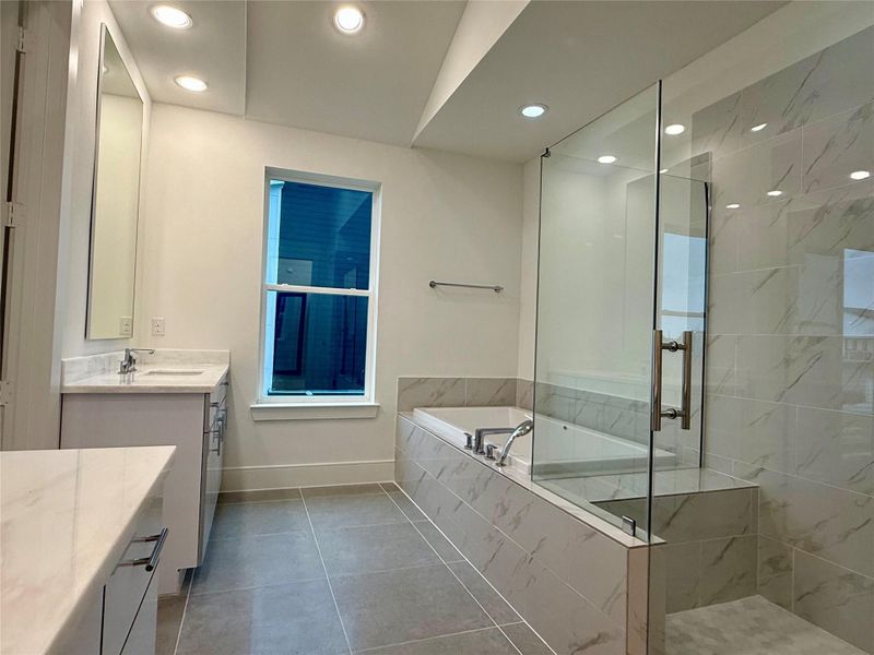 Luxe Primary Bath with Six Foot Soaker and Glass Shower Luxe Primary Bath with Six Foot Soaker and Glass Shower