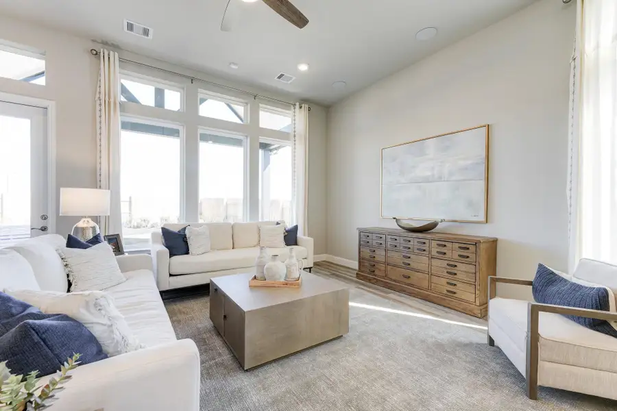 Furnished interior view inside a new home in Elyson: Elyson Duets, Katy (Image 9). Furnished interior view inside a new home in Elyson: Elyson Duets, Katy (Image 9).