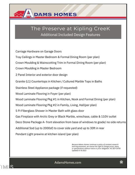 4-Kipling Creek builder included feature
