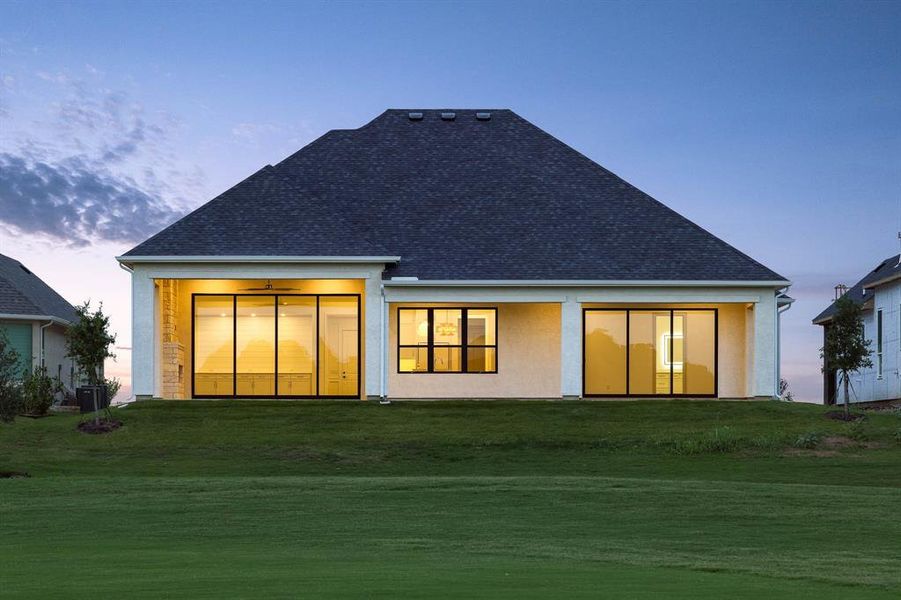 Front exterior of a new home in Robson Ranch Texas, Denton, TX, highlighting curb appeal (Image 1). Front exterior of a new home in Robson Ranch Texas, Denton, TX, highlighting curb appeal (Image 1).