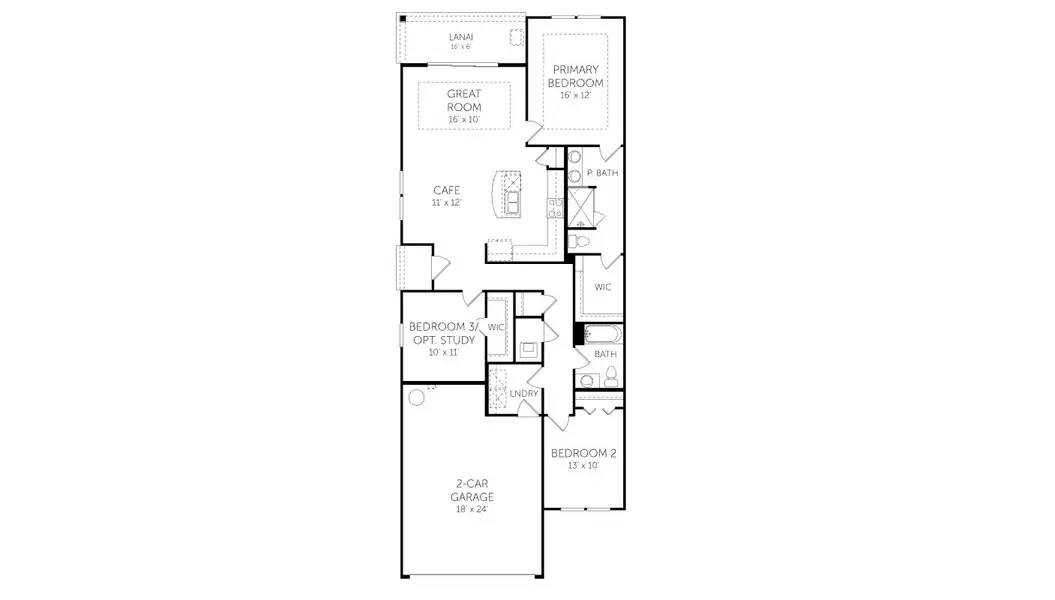 2D floor plan layout for the Madison - Villas by Dream Finders Homes in Seminole Trace - Villas, Palm Coast, FL (Image 3). 2D floor plan layout for the Madison - Villas by Dream Finders Homes in Seminole Trace - Villas, Palm Coast, FL (Image 3).