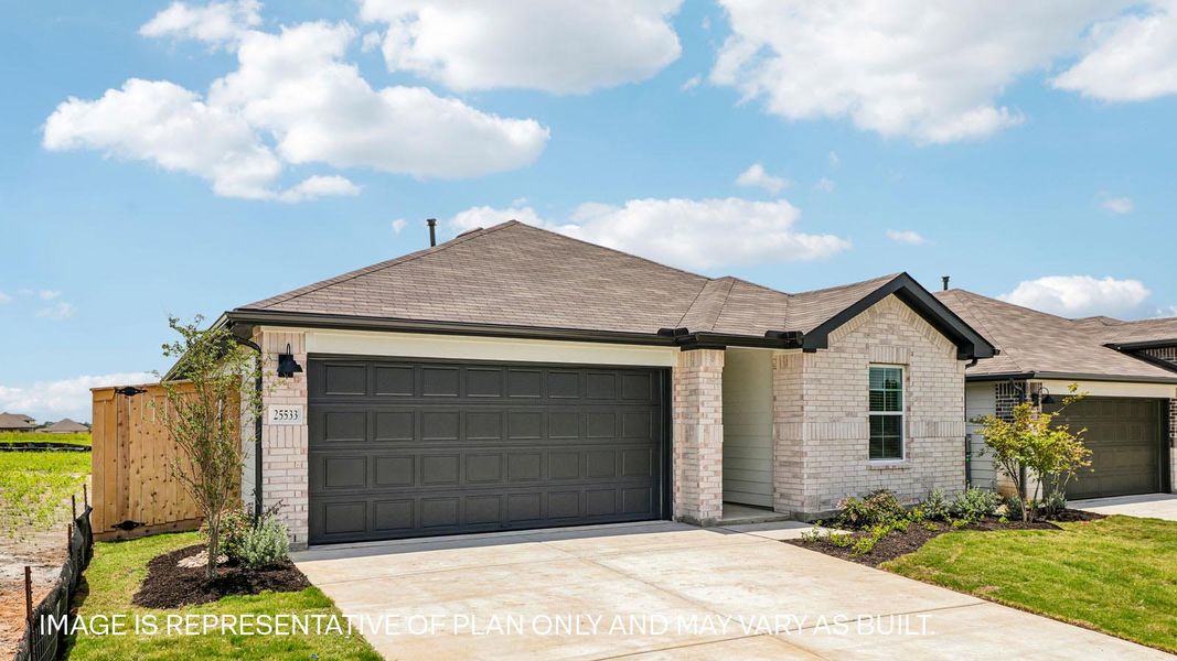 Representative exterior photo of a completed home built from the The Gaven by D.R. Horton in Briarwood, Elgin, TX (Image 2).