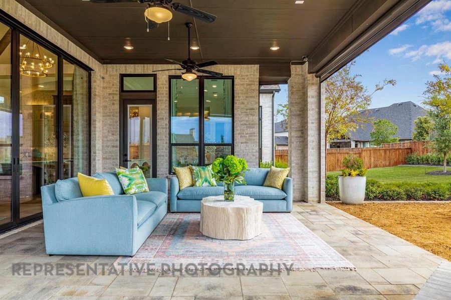 Exterior details and patio area of a home in StarView, Prosper (Image 2). Exterior details and patio area of a home in StarView, Prosper (Image 2).