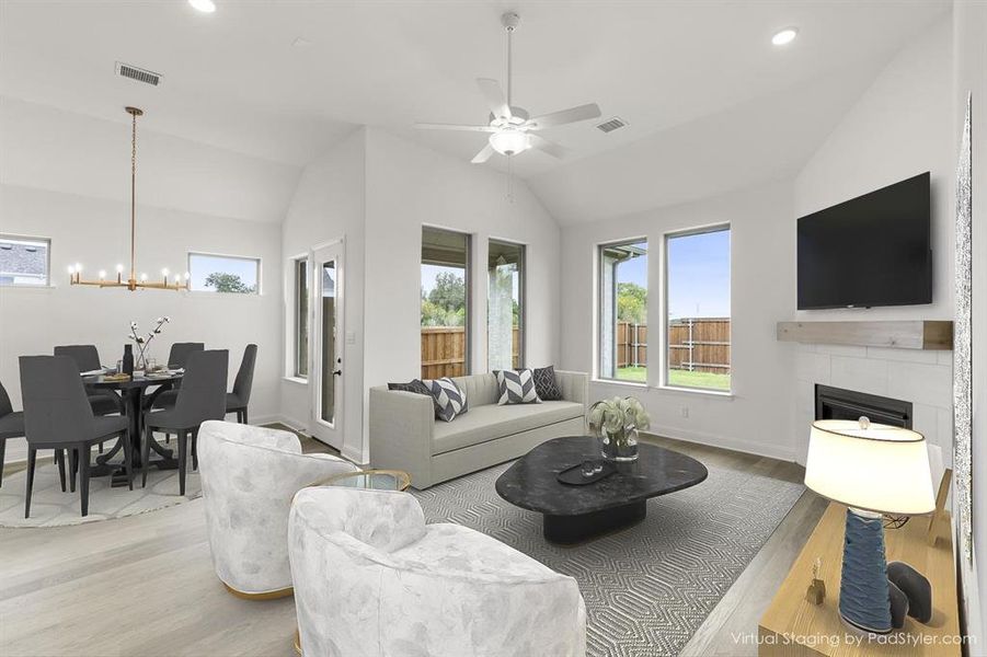 801 Stoney Bridge Way _Family Room & Dining Virtually Staged