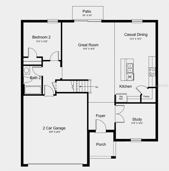 First Floor Plan - Structural options added include: covered lanai