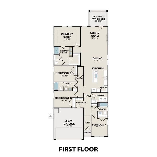 2D floor plan layout for the The Luna by Davidson Homes LLC in Sunterra, Katy, TX (Image 4).