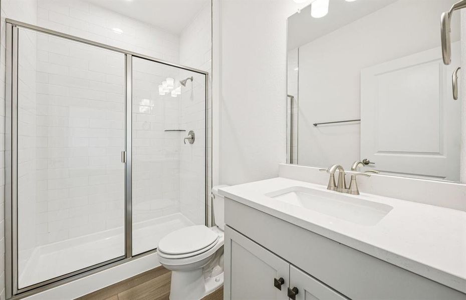 Secondary bathroom featuring modern upgrades and finishes *Real home pictured Secondary bathroom featuring modern upgrades and finishes *Real home pictured