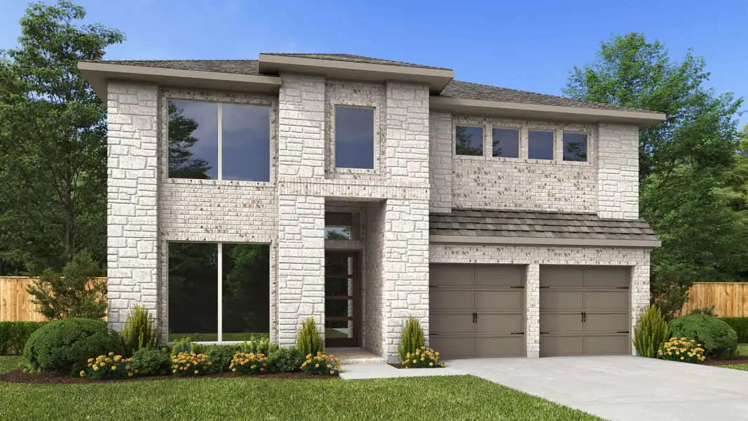Representative exterior photo of a completed home built from the 2599W by Perry Homes in Jordan Ranch, Katy, TX (Image 2). Representative exterior photo of a completed home built from the 2599W by Perry Homes in Jordan Ranch, Katy, TX (Image 2).