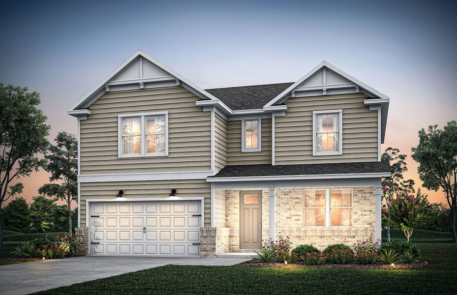 Front exterior of a new home in Fox Hollow, Spartanburg, SC, highlighting curb appeal (Image 20).