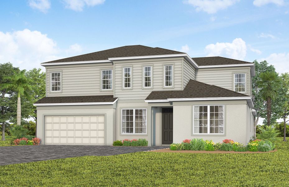 Representative exterior photo of a completed home built from the Merlot Grand by Pulte Homes in Lakehaven Estates, Clermont, FL (Image 2). Representative exterior photo of a completed home built from the Merlot Grand by Pulte Homes in Lakehaven Estates, Clermont, FL (Image 2).