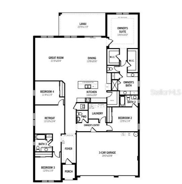 2D floor plan layout of this home in Crosswind Ranch, Parrish, FL (Image 2).