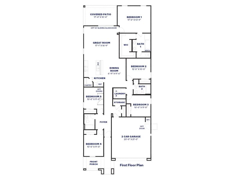 2D floor plan layout for the Hayden by D.R. Horton in The Ridge at Stone Butte, Phoenix, AZ (Image 5).