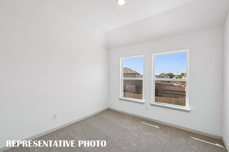 You'll find nicely sized secondary bedrooms in our Olivia plan.  REPRESENTATIVE PHOTO