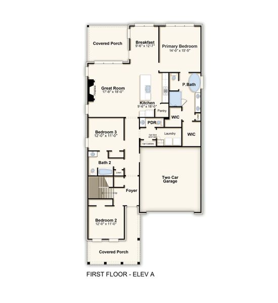 2D floor plan layout for the Chelsea 55+ by Grant & Co in White Oak, Arlington, TN (Image 3).