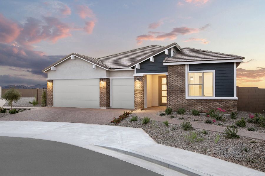 Representative exterior photo of a completed home built from the Garnet by Mattamy Homes in Rosewood Heights, San Tan Valley, AZ (Image 23). Representative exterior photo of a completed home built from the Garnet by Mattamy Homes in Rosewood Heights, San Tan Valley, AZ (Image 23).