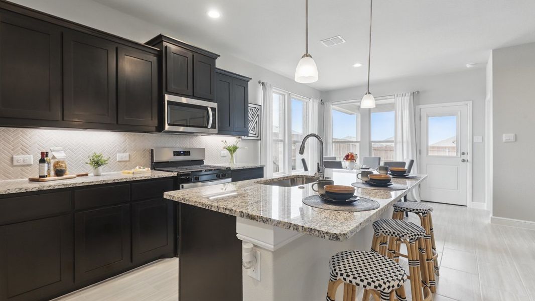 Representative furnished interior of a home built from the PORTALES by D.R. Horton in Legado, Cleburne (Image 3). Representative furnished interior of a home built from the PORTALES by D.R. Horton in Legado, Cleburne (Image 3).