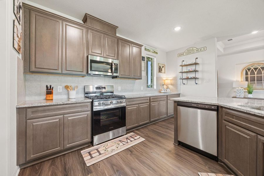 Rich, warm cabinetry.