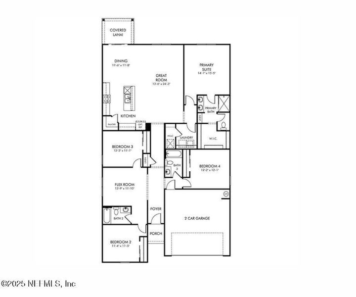 2D floor plan layout of this home in Cypress Meadows - Signature Series, Jacksonville, FL (Image 5).