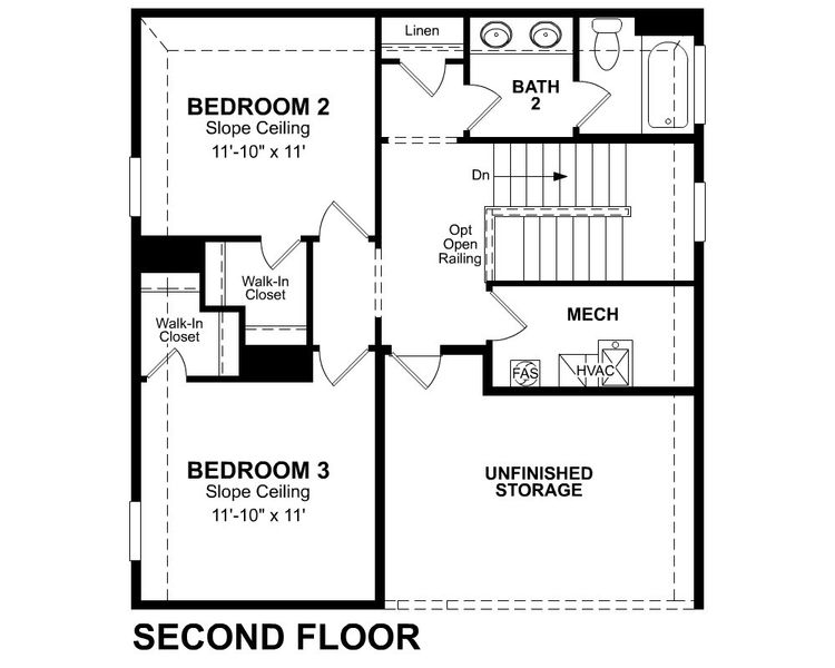 2D floor plan layout for the Alpine by Beazer Homes in Treeline, Justin, TX (Image 4).