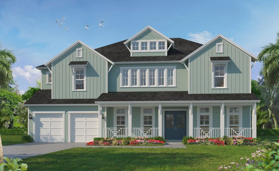 Representative exterior photo of a completed home built from the Aspen - Pinnacle Series | 80' Wide Lots by ICI Homes in Courtney Grove, St. Augustine, FL (Image 1).