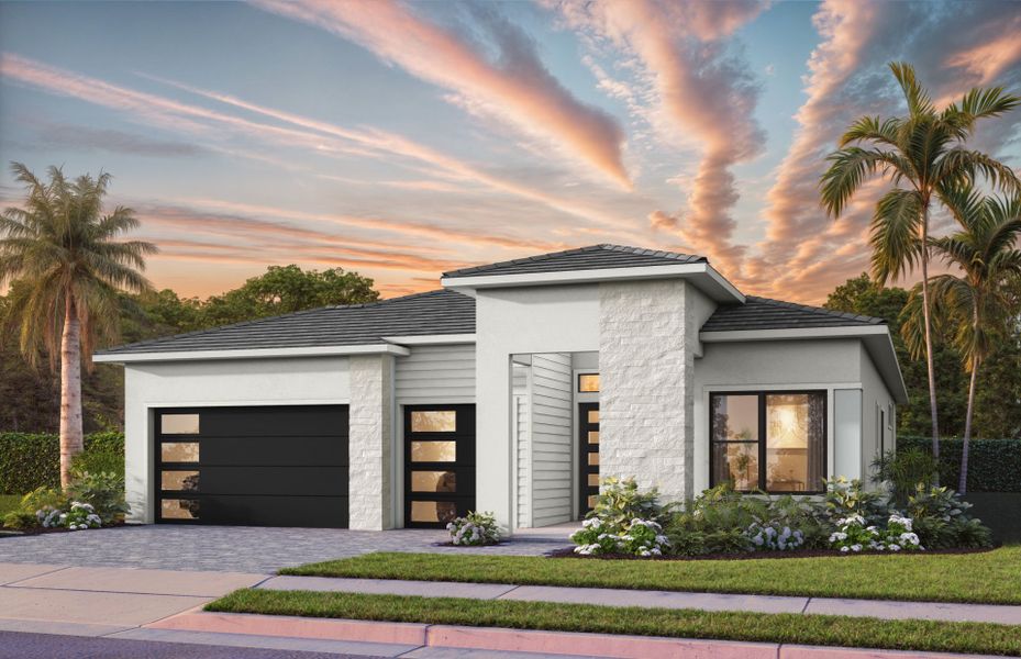Representative exterior photo of a completed home built from the Layton by DiVosta in Amara, Lake Worth, FL (Image 19).