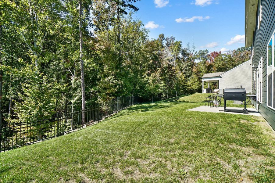 Nice, flat yard with trees for additional privacy