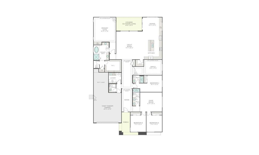 2D floor plan layout for the Holly Plan 5007 by Tri Pointe Homes in Soleo, San Tan Valley, AZ (Image 3).