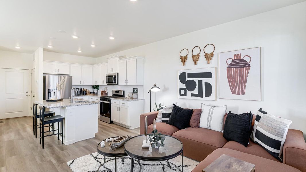 Furnished interior view inside a new home in Revere at Johnstown, Johnstown (Image 2). Furnished interior view inside a new home in Revere at Johnstown, Johnstown (Image 2).