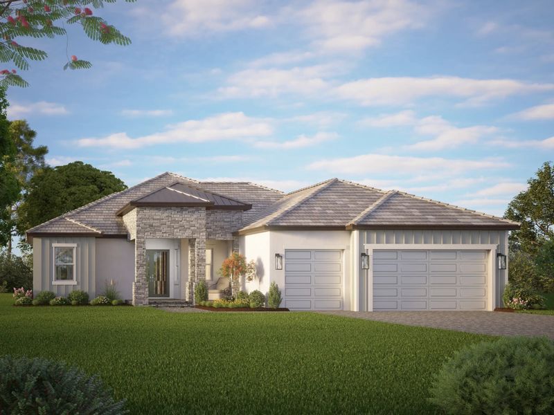 Representative exterior photo of a completed home built from the Osprey by Sam Rodgers Homes in Arbour Lake Preserve, Sarasota, FL (Image 4).