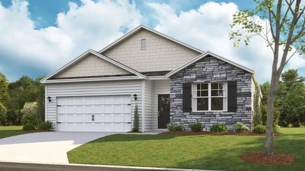 Representative exterior photo of a completed home built from the Cali by D.R. Horton in The Hideaway at Edgestone, Ooltewah, TN (Image 23).