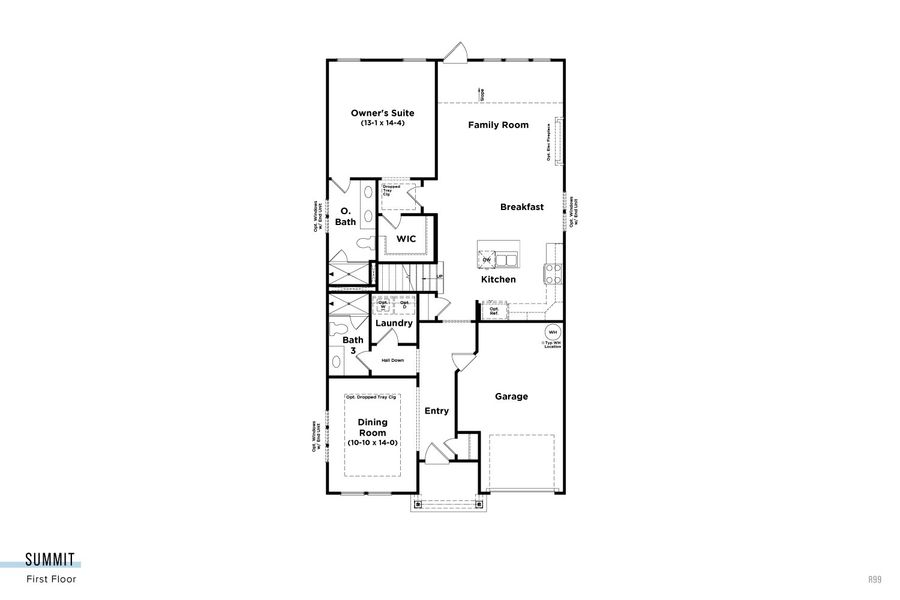 2D floor plan layout for the Summit by DRB Homes in Indigo at the Preserve, Myrtle Beach, SC (Image 3).