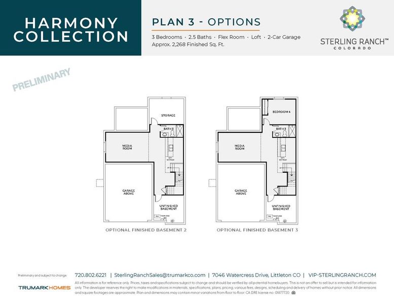 Plan 3: 2268 Optional Finished Basement