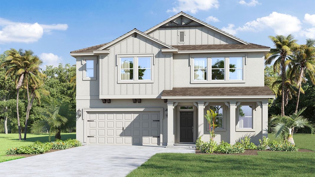 Representative exterior photo of a completed home built from the SUMMERLIN by D.R. Horton in Summerlin at Hawthorne Ranch, Lakeland, FL (Image 4).