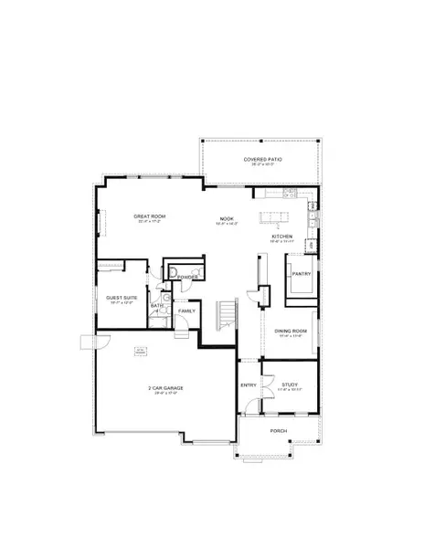 2D floor plan layout for the Geneva by D.R. Horton in Vantage, Berthoud, CO (Image 3).