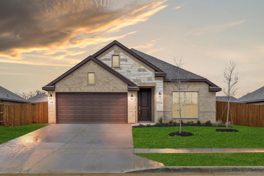 Elevation A with Stone | Concept 1912 at Chisholm Hills in Cleburne, TX by Landsea Homes